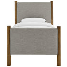 Modway Maven Twin Size Fabric Upholstered Platform Bed - Wheat Walnut-Wood Slat Support