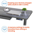 Motionwise M2 Series 48"W Electric Sit-Stand Desk with Dual Motors and Pull-Out Drawer - Rustic Grey-Spacious Yet Compact Workspace: Its 48" x 24" surface offers ample room for your setup while fitting well in home offices or professional spaces. A pull-out drawer offers more places to store your supplies such as notepads, books, and pens.