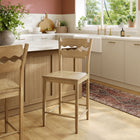 Modway Jax Oak Wood Counter Stool With Wavy Razor Back - Weathered Oak-Non-Marking Foot Pads