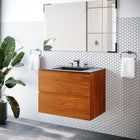 Modway Scenic 30" Wall-Mount Bathroom Vanity - Cherry/Black-Melamine Construction