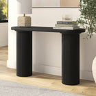 Hudson&Canal Isa Oval Fluted Console Table - 55" W - Black Grain-Base features two columns with thin vertical fluting accents around all sides