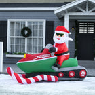HOMCOM Lit Inflatable Santa on Snowmobile Christmas Yard Decoration-7 ground stakes, 3 drawstrings and 2 sandbags ensure stability and sturdy standing 