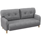 HOMCOM 58" Loveseat Sofa for Bedroom with Cushions - Grey-Breathable microfiber fabric resists wrinkles and deformation