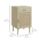 HOMCOM Tall Nightstands with Storage for Bedroom - Oak - Set of 2-Exquisite rattan design highlights your home décor