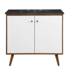 Modway Transmit 36" Bathroom Vanity - Walnut/Black-Dual Soft-Close Doors