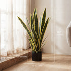 Outsunny 30" Artificial Snake Plant with 21 Leaves in Pot - Green-A weighted base ensures stability, making it safe for little ones and pets 