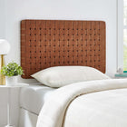 Modway Sparta Weave Wall-Mount Vegan Leather Twin Headboard - Walnut Brown-Wood Frame