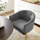 Modway Savour Tufted Performance Velvet Accent Chairs - Grey - 2 Pack-Gold Stainless Steel Legs