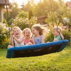 Qaba Kids Saucer Swing with Adjustable Height and Tree Straps - Blue-With a 660 lbs. capacity, this tree swing offers a super stable and safe ride 