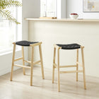 Modway Saoirse Woven Rope Wood Bar Stool - Natural Black - Set of 2-Assembly Required