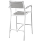 Modway Maine Outdoor Patio Bar Stool - White Light Gray-Powder Coated Aluminum Frame