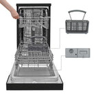 BLACK+DECKER 18" Portable Dishwasher - 8-Place Setting Capacity - 6 Wash Programs - Black-6 wash programs – Heavy, Normal, ECO, Glass, 90 min, Rapid