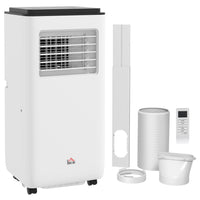 HOMCOM 10,000 BTU Portable Air Conditioner with Timer - White-Three functions: Cool, dehumidify, fan. Two modes: auto (automatically setting it to cool or ventilate mode according to temperate), and sleep (gently increasing the temperature every hour) 