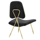 Modway Ponder Performance Velvet Lounge Chair - Black-Mid-Century Toothpick Legs
