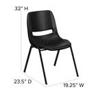 Flash Furniture HERCULES Series Black Ergonomic Shell Stack Chair with Black Frame-Limited Lifetime Warranty on Frame