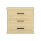 Manhattan Comfort Clifford Traditional 3-Drawer Nightstand - Natural Oak-Wood Grain Laminate Finish: Warm, natural wood look with a durable, easy-to-clean surface