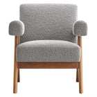 Modway Lyra Boucle Fabric Armchair - Light Grey-Assembly Required