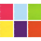 JAM Paper Laminated Two Pocket Glossy 3 Hole Punch School Folders - Assorted Fashion Colours - 6 Pack-Size: 9.25 x 11.5 inches l Easily fits 8.5" x 11" documents