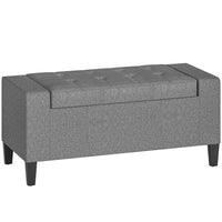HOMCOM Rectangular Tufted Linen Storage Ottoman Bench with Flip Top - Grey-Classic appearance storage ottoman could match with most styles of house