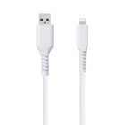 Basic Tech 6 foot Lightning Braided Cable - White-Sleek and tangle free