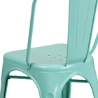 Flash Furniture Mint Green Metal Indoor-Outdoor Stackable Chair-Drain Holes in Seat
