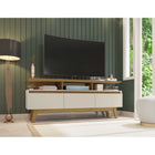 Manhattan Comfort Yonkers 62.99" Mid-Century Modern TV Stand - Off White and Cinnamon-Recommended for up to a 60" TV