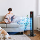 HOMCOM 37.75" H Freestanding Tower Fan with 3 Speed Timer and LED Sensor Panel - Black-70-degree oscillation function direct exactly the air flow where you need it to 