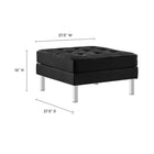 Modway Loft Tufted Vegan Leather Ottoman - Silver/Black-Smooth Faux Leather Upholstery