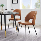 Modway Nico Vegan Leather Dining Chair - Black/Tan - 2 Pack-Modern Accent Chair Set