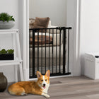 PawHut 29"-32" Wide Pet Gate with Door Dog arrier Indoor for Stairs-Made from spray-treated metal for strength and durability