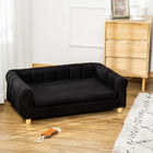 PawHut Modern Pet Sofa Bed with Removable Seat Cushion - Black-Large armrest design, equivalent to provide a platform for pets to rest and play 