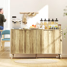 HOMCOM 55.1" L Fluted Sideboard Buffet Cabinet with Storage - Oak-Four doors conceal and protect stored favorite collections