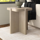 Hudson&Canal Laguna 20" Wide Square Side Table - Alder White-Rounded corners on a rectangular tabletop with rounded eges on the cross pedestal base