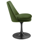 Modway Lippa Swivel Dining Performance Velvet Side Chair - Black Moss Green-Plastic Rubber Ring for Floor Protection