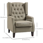 HOMCOM Faux Leather Accent Chair with Wood Legs - Thick Padding for Living Room - Khaki-Multi-layer board frame ensure reliable strength 
