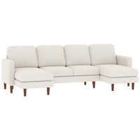 HOMCOM U-Shaped Sectional Couch with Double Chaise - Beige-High-density foam and pocket springs ensure comfortable seating without sagging  