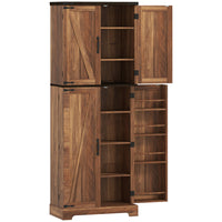 HOMCOM 64" H Kitchen Pantry Cabinet with Adjustable Shelves - Brown-Ten shelves and eight spice racks maximise storage space 