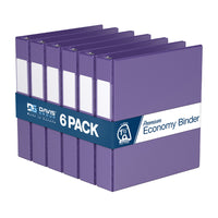 Davis Group Premium Economy Binder - D Ring - 1.5" - Purple - 6 Pack-3 Ring Binder