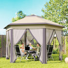 Outsunny 13 ft W x 13 ft L Pop Up Canopy Tent for Outdoor - Coffee and Beige-Steel construction screen tent in powder coating, anti-peeling and corrosion free