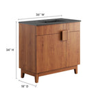 Modway Miles 36" Bathroom Vanity - Black/Walnut-Hinged Doors