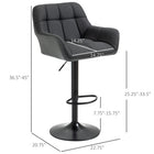 HOMCOM Adjustable Swivel Tufted Fabric Bar Stools - Black - 2 Pack-The swivel seat allows a free rotation of 360 degrees
