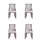 Manhattan Comfort Grand 18.5" Traditional Faux Leather Upholstered Dining Chair - Light Grey - Set of 4-Traditional Dining Chair for Dining Room Use. Set of 4