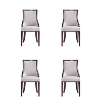 Manhattan Comfort Grand 18.5" Traditional Faux Leather Upholstered Dining Chair - Light Grey - Set of 4-Traditional Dining Chair for Dining Room Use. Set of 4