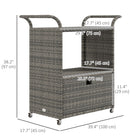 Outsunny Patio PE Wicker Garden Serving Cart with 2-Tier Shelf-Each end has an easy push/pull handle