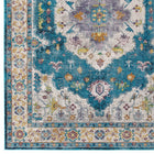 Modway Success Anisah Distressed Floral Vintage Medallion Area Rug - 4 ft W x 6 ft L - Blue Ivory Yellow Orange-100% Soft Cross-Woven Polypropylene