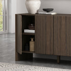 Manhattan Comfort Linda 60" Modern 4-Door Sideboard - Walnut Brown-4 Storage Compartments with Adjustable Shelves for Customized Storage Solutions