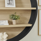Modway Romy 47" Round Wall Book Shelf - Black/Natural-Wood Grain Shelves