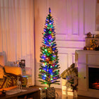 HOMCOM 6' Pencil Artificial Christmas Tree with Colourful LED Lights - Green-Pencil shape don't take up much floor or table space, suitable for small rooms or a second Christmas tree in an entryway 