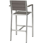 Modway Shore Outdoor Patio Aluminum Bar Stool - Silver Gray-Black Plastic Foot Caps