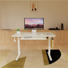 ShoppingAll Glass Electric Height Adjustable Standing Desk with Drawer - White-7